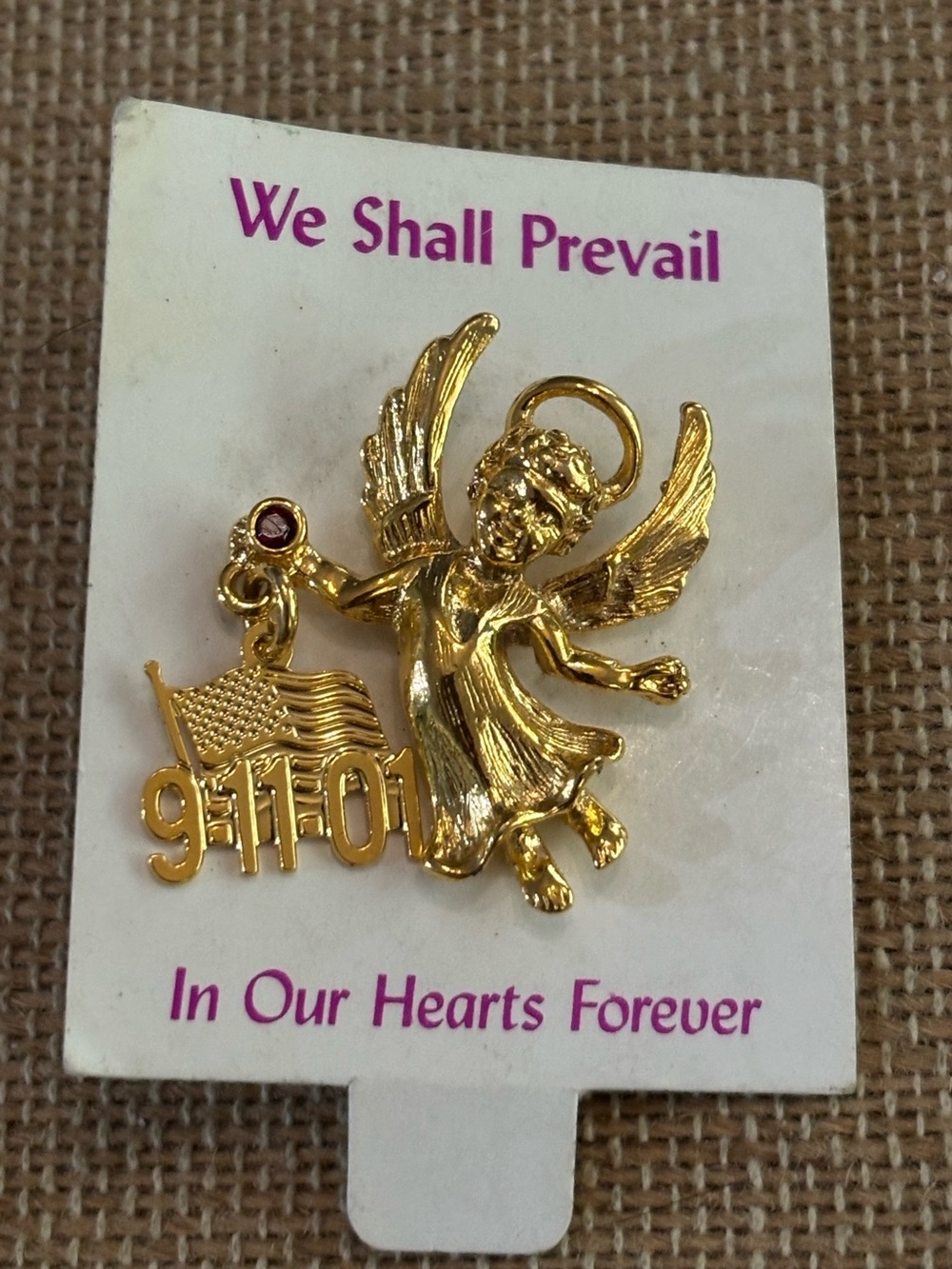 Angel We Shall Prevail in Our Hearts  Forever Pin back 9-11-01